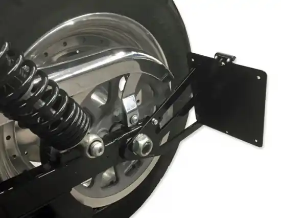seitl. MB-Kennzeichenh. Kompl.-Set / schwarz matt / 1" Zoll Achse / HD Dyna Street Bob / TÜV / Österreich Sichere Zahlung
