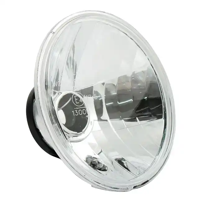 7" Scheinwerfereinsatz Klarglas Diamond Cut für Harley Davidson mit E-Zeichen Knallerangebot