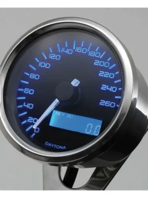 Velona Tacho 60mm, Edelstahl Beleuchtung blau, bis 260 km/h, für Harley-Davidson Direkt Vom Hersteller