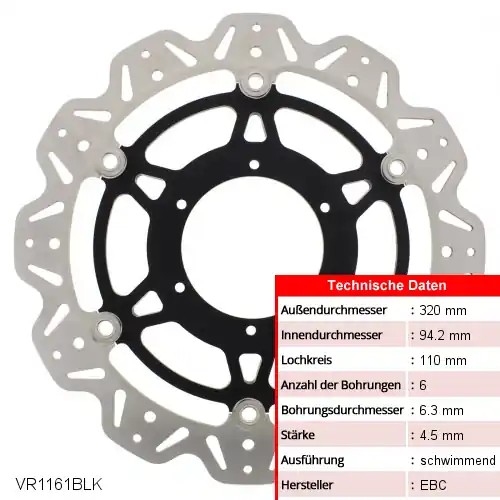 Bremsscheibe VEE EBC schwarz VR1161BLK (1 Stück) Echt