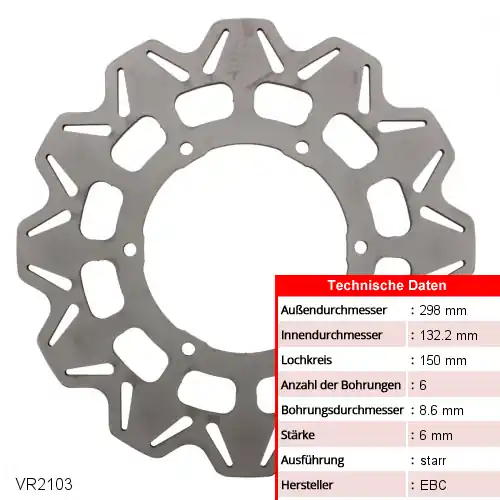 Bremsscheibe VEE EBC VR2103 (1 Stück) Abverkauf