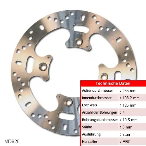 Bremsscheibe EBC Stahl rostfrei universal MD820 (1 Stück) Begrenztes Angebot
